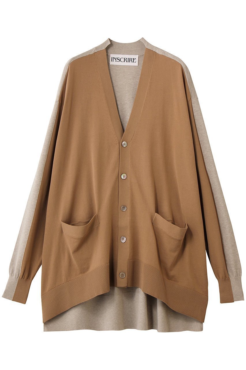 【アンスクリア/INSCRIRE】のコットン 16G オーバー サイズ V ネック カーディガン インテリア・キッズ・メンズ・レディースファッション・服の通販 founy(ファニー) ファッション Fashion レディースファッション Fashion for Women トップス・カットソー Cut & Sew Tops ニット Knit Tops & Sweaters カーディガン・羽織り Layered Style Cardigans カーディガン Cardigan, Knitwear 新作・新入荷 New Arrivals / New In 無地 Plain, Solid Color キャメル×ライトベージュ|ID: prp329100004873232 ipo3291000000036348142