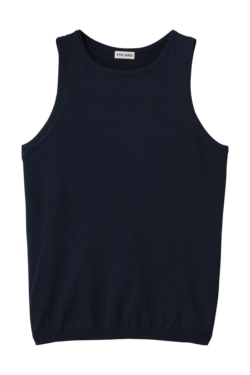 【アンスクリア/INSCRIRE】のコットン 14G タンク トップ インテリア・キッズ・メンズ・レディースファッション・服の通販 founy(ファニー) 　ファッション　Fashion　レディースファッション　Fashion for Women　トップス・カットソー　Cut & Sew Tops　ニット　Knit Tops & Sweaters　カジュアルプルオーバー・ニットトップス　Pullovers & Knit Tops / Casual Pullovers　なめらか　Smooth, Silky Texture　インナー　Innerwear　ジャケット　Jacket, Outerwear　タンク　Tank Top, Sleeveless Top　バランス　Balance, Style Balance　ベーシック　Basic, Essential　ネイビー|ID: prp329100004873234 ipo3291000000036894746