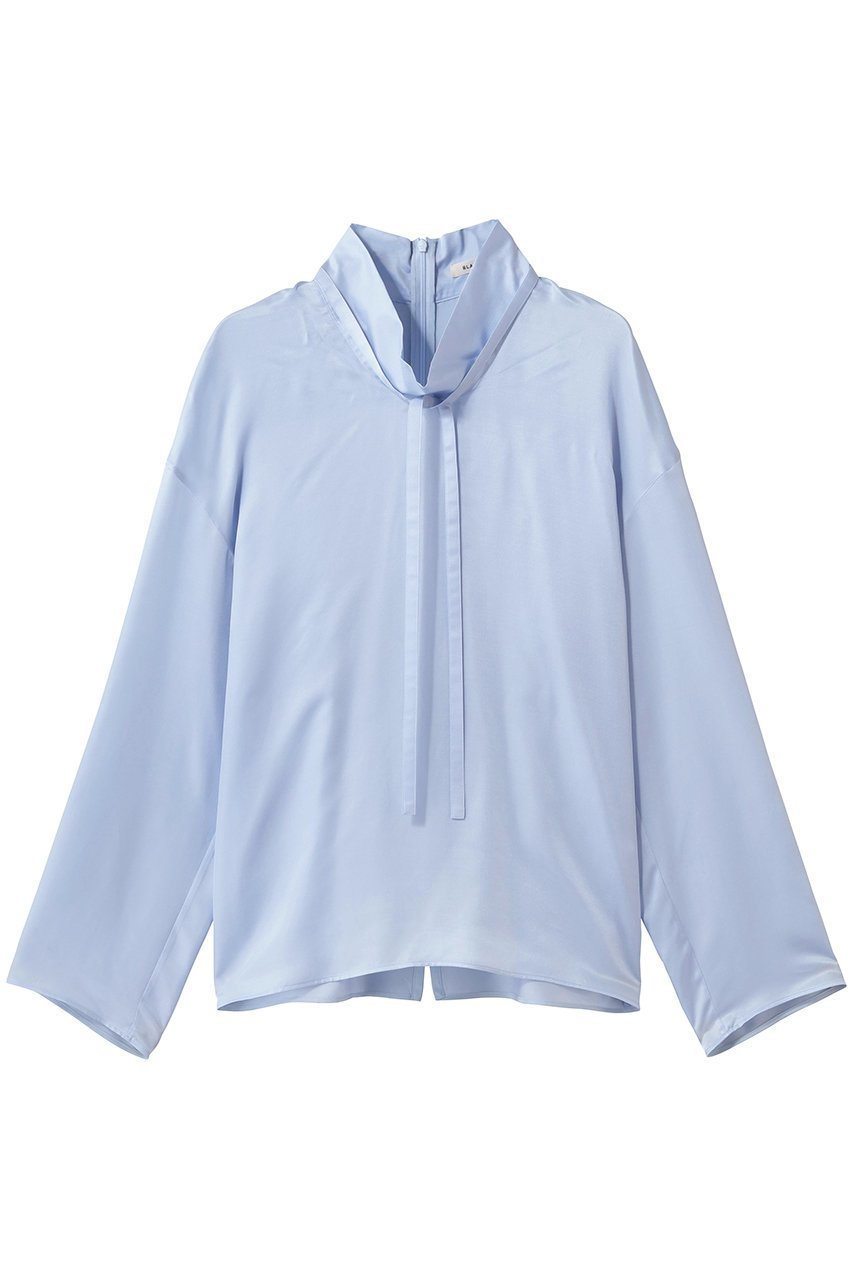 【ブラミンク/BLAMINK】のモックネックロングスリーブブラウス インテリア・キッズ・メンズ・レディースファッション・服の通販 founy(ファニー) 　ファッション　Fashion　レディースファッション　Fashion for Women　トップス・カットソー　Cut & Sew Tops　シャツ・ブラウス・オフィスカジュアル　Elegant Blouses & Button-Ups　クラシカル　Classical, Vintage-Inspired　ショルダー　Shoulder, Shoulder Strap　スリーブ　Sleeve, Long Sleeve / Short Sleeve　ドロップ　Drop Shoulder, Dropped Style　フォルム　Silhouette, Form　モックネック　Mock Neck, Short Turtleneck　リボン　Ribbon, Bow　ロング　Long, Long-Length　新作・新入荷　New Arrivals / New In　ライトブルー|ID: prp329100004873253 ipo3291000000036348290