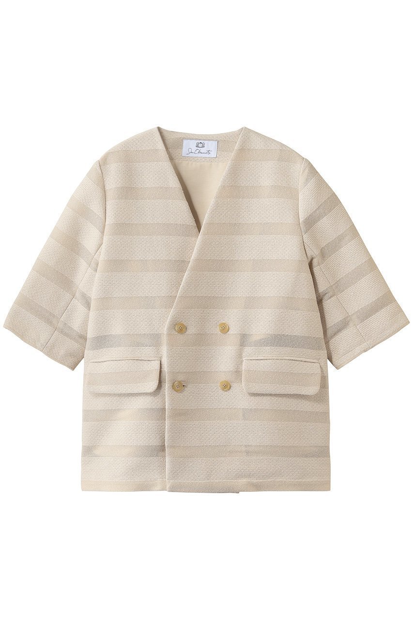 【その他のブランド/Other】のノーカラーボーダージャケット インテリア・キッズ・メンズ・レディースファッション・服の通販 founy(ファニー) 　ファッション　Fashion　レディースファッション　Fashion for Women　アウター　Coat / Outerwear Collection　レディースジャケット・軽アウター　Jackets　ジャケット　Jacket, Outerwear　セットアップ　Set-Up, Coordinated Outfit　ツイード　Twill, Twill Weave　ボーダー　Border, Stripe　リラックス　Relax, Relaxed Fit　夏　Summer　新作・新入荷　New Arrivals / New In　春　Spring　S/S・春夏　SS, Spring/Summer, Warm Season　ベージュ|ID: prp329100004873271 ipo3291000000036348416