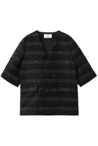 【その他のブランド/Other】のノーカラーボーダージャケット 人気、トレンドファッション・服の通販 founy(ファニー) ファッション Fashion レディースファッション Fashion for Women アウター Coat / Outerwear Collection レディースジャケット・軽アウター Jackets ジャケット Jacket, Outerwear セットアップ Set-Up, Coordinated Outfit ツイード Twill, Twill Weave ボーダー Border, Stripe リラックス Relax, Relaxed Fit 夏 Summer 新作・新入荷 New Arrivals / New In 春 Spring S/S・春夏 SS, Spring/Summer, Warm Season thumbnail ブラック|ID: prp329100004873271 ipo3291000000036348419