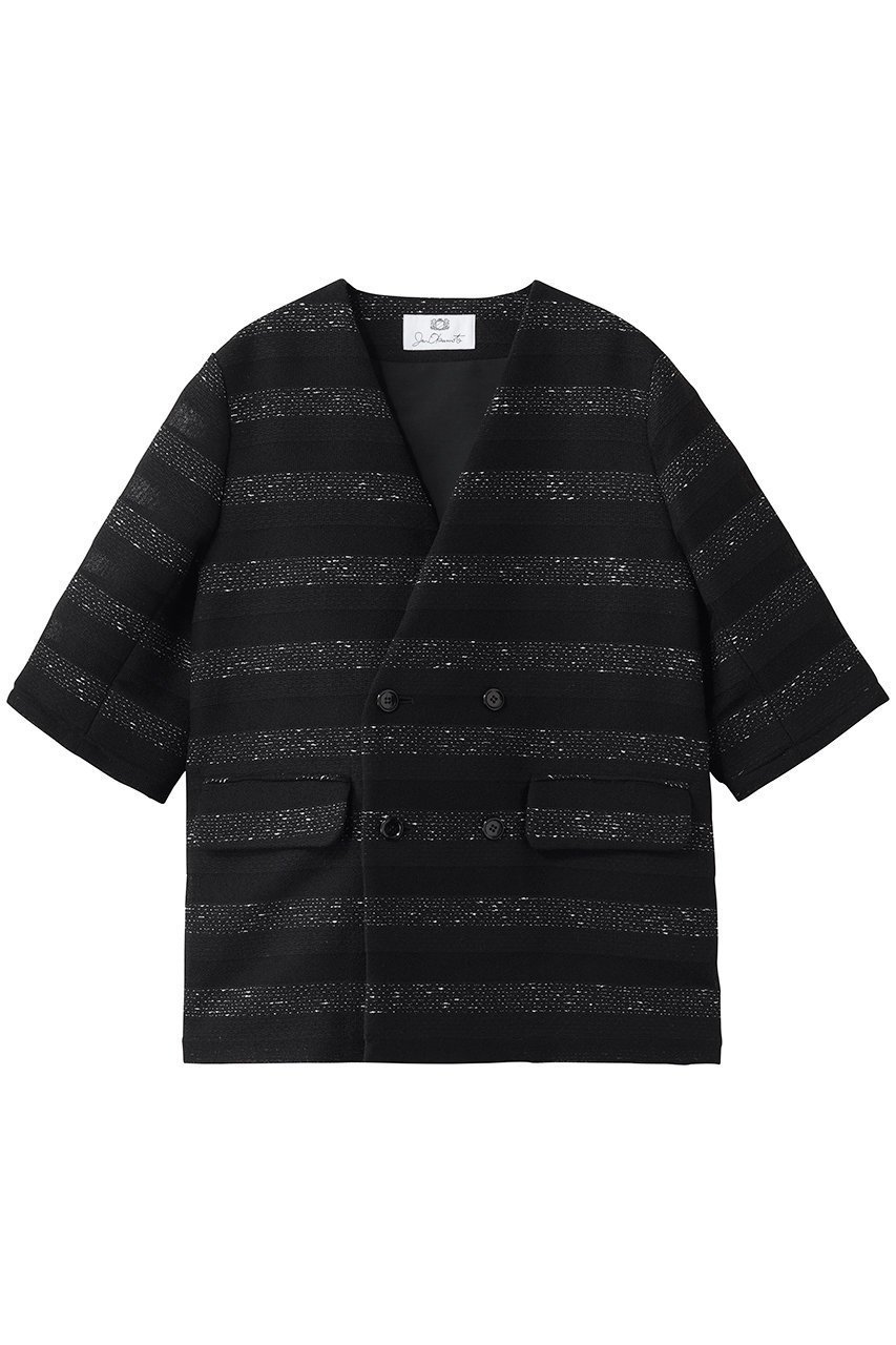 【その他のブランド/Other】のノーカラーボーダージャケット インテリア・キッズ・メンズ・レディースファッション・服の通販 founy(ファニー) 　ファッション　Fashion　レディースファッション　Fashion for Women　アウター　Coat / Outerwear Collection　レディースジャケット・軽アウター　Jackets　ジャケット　Jacket, Outerwear　セットアップ　Set-Up, Coordinated Outfit　ツイード　Twill, Twill Weave　ボーダー　Border, Stripe　リラックス　Relax, Relaxed Fit　夏　Summer　新作・新入荷　New Arrivals / New In　春　Spring　S/S・春夏　SS, Spring/Summer, Warm Season　ブラック|ID: prp329100004873271 ipo3291000000036348419