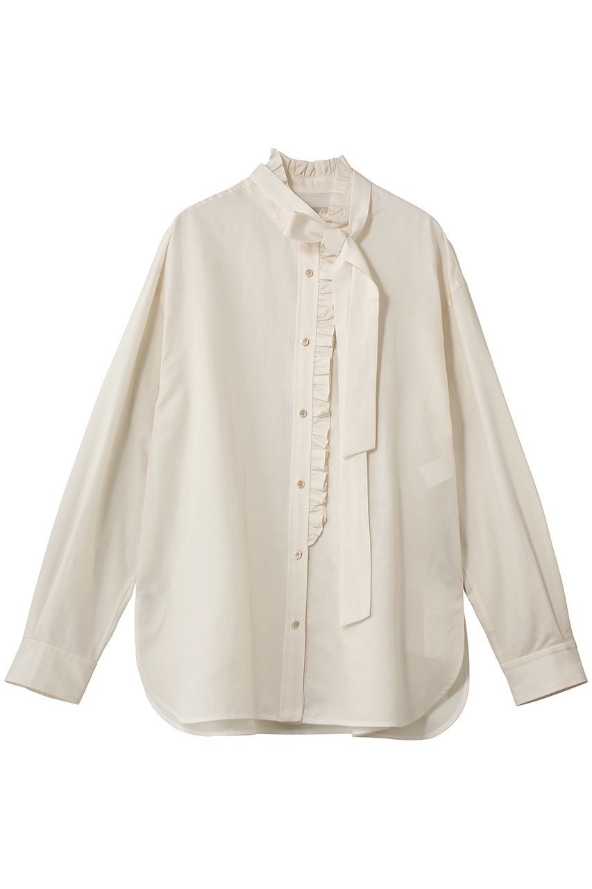 【デパリエ/DEPAREILLE】のライトデニムボウシャツ インテリア・キッズ・メンズ・レディースファッション・服の通販 founy(ファニー) 　ファッション　Fashion　レディースファッション　Fashion for Women　トップス・カットソー　Cut & Sew Tops　シャツ・ブラウス・オフィスカジュアル　Elegant Blouses & Button-Ups　スリーブ　Sleeve, Long Sleeve / Short Sleeve　フェミニン　Feminine, Girly　フリル　Frill, Ruffle　リネン　Linen, Linen Fabric　ロング　Long, Long-Length　オフホワイト|ID: prp329100004873288 ipo3291000000036894857
