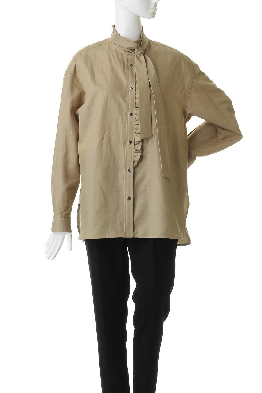 【デパリエ/DEPAREILLE】のライトデニムボウシャツ 人気、トレンドファッション・服の通販 founy(ファニー) 　ファッション　Fashion　レディースファッション　Fashion for Women　トップス・カットソー　Cut & Sew Tops　シャツ・ブラウス・オフィスカジュアル　Elegant Blouses & Button-Ups　スリーブ　Sleeve, Long Sleeve / Short Sleeve　フェミニン　Feminine, Girly　フリル　Frill, Ruffle　リネン　Linen, Linen Fabric　ロング　Long, Long-Length　other-2|ID: prp329100004873288 ipo3291000000036894860