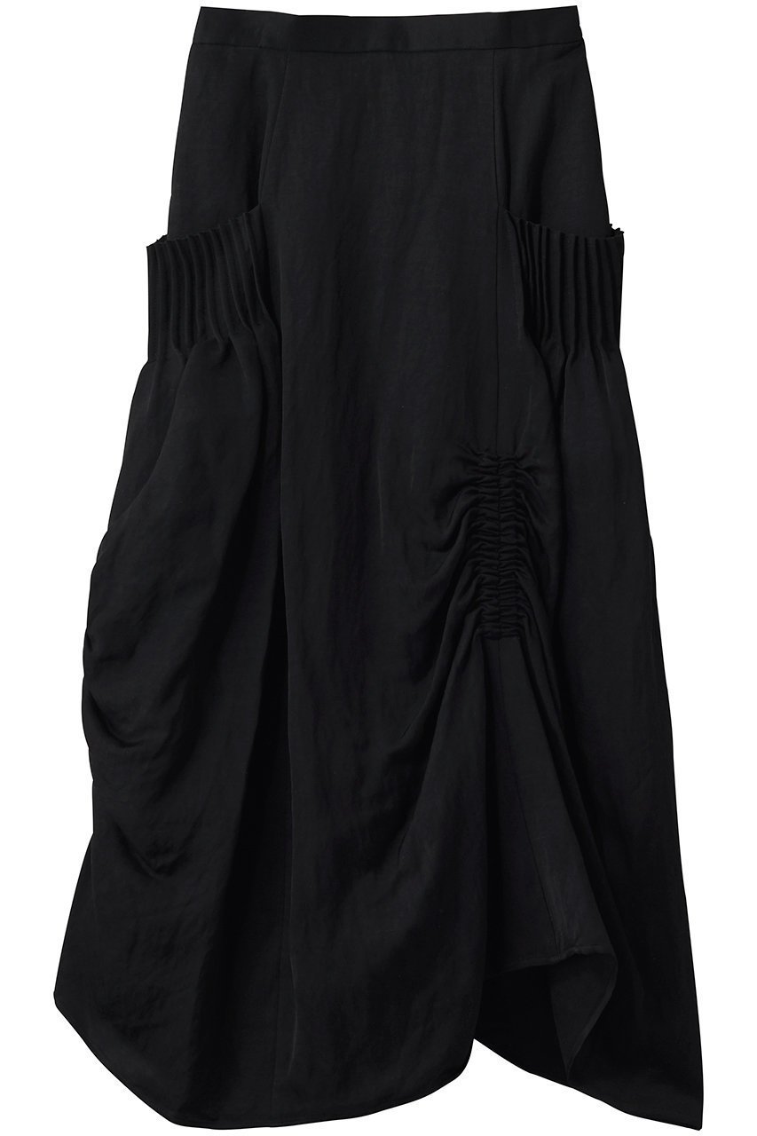 【その他のブランド/Other】のレーヨンリネンツイル ギャザードレープスカート インテリア・キッズ・メンズ・レディースファッション・服の通販 founy(ファニー) 　ファッション　Fashion　レディースファッション　Fashion for Women　スカート　Skirts　ロングスカート　Long Skirts / Maxi & Midi Skirts　おすすめ　Recommended / Our Picks　アシンメトリー　Asymmetrical Style　ギャザー　Gathered, Ruffled　シンプル　Simple, Minimal　セットアップ　Set-Up, Coordinated Outfit　ツイル　Twist, Twisted Detail　ドレープ　Drape, Draping Fabric　ブルゾン　Blouson, Bomber Jacket　リネン　Linen, Linen Fabric　ロング　Long, Long-Length　エレガント 上品　Elegant　新作・新入荷　New Arrivals / New In　ブラック|ID: prp329100004873298 ipo3291000000036348644