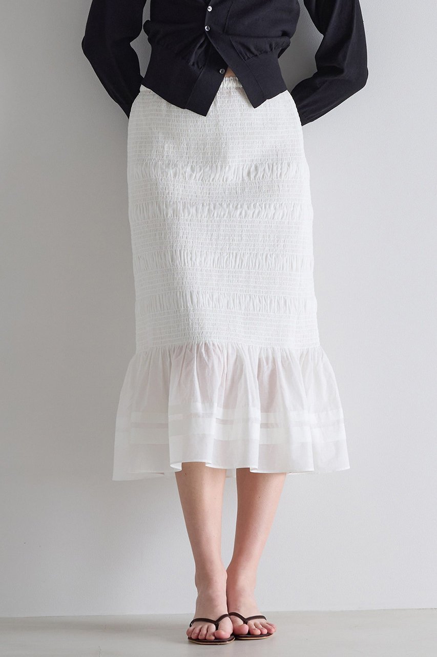 【マルティニーク/martinique】のシャーリングスカート インテリア・キッズ・メンズ・レディースファッション・服の通販 founy(ファニー) 　ファッション　Fashion　レディースファッション　Fashion for Women　スカート　Skirts　ロングスカート　Long Skirts / Maxi & Midi Skirts　おすすめ　Recommended / Our Picks　カットソー　Cut and Sewn Top　シャーリング　Shirring, Ruched　バランス　Balance, Style Balance　フィット　Fit, Slim Fit　フレア　Flare, Flared　ロング　Long, Long-Length　エレガント 上品　Elegant　新作・新入荷　New Arrivals / New In　ホワイト|ID: prp329100004873333 ipo3291000000036348917