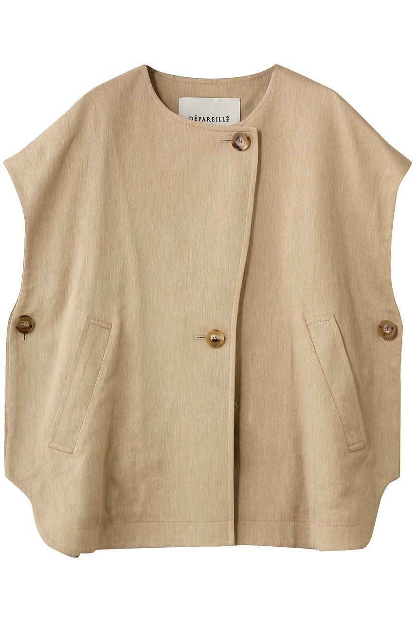 【デパリエ/DEPAREILLE】のヴィスコースリネンポンチョジレ インテリア・キッズ・メンズ・レディースファッション・服の通販 founy(ファニー) 　ファッション　Fashion　レディースファッション　Fashion for Women　アウター　Coat / Outerwear Collection　レディースジャケット・軽アウター　Jackets　ポンチョ・ケープコート　Ponchos & Capes　ジャケット　Jacket, Outerwear　ベスト　Vest, Waistcoat　リネン　Linen, Linen Fabric　リュクス　Luxury, Elegant, High-End, Chic　新作・新入荷　New Arrivals / New In　ベージュ|ID: prp329100004873410 ipo3291000000036349640