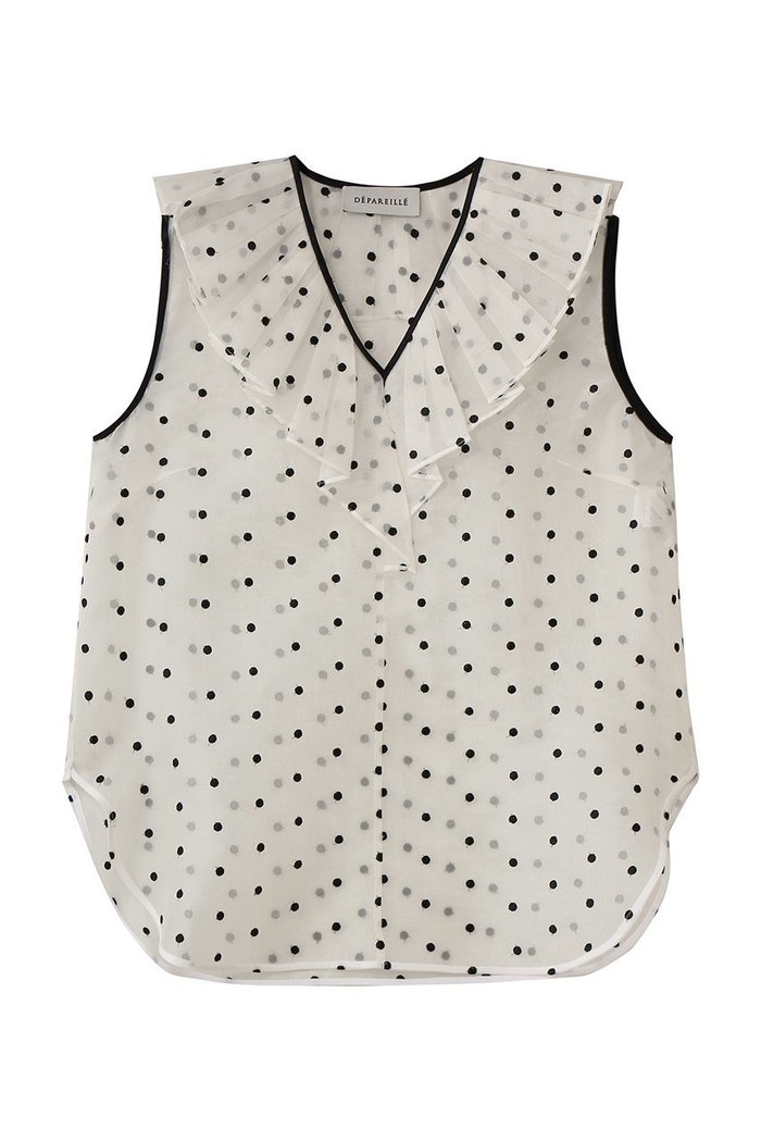 【デパリエ/DEPAREILLE】のドットオーガンジースリーブブラウス インテリア・キッズ・メンズ・レディースファッション・服の通販 founy(ファニー) https://founy.com/ ファッション Fashion レディースファッション Fashion for Women トップス・カットソー Cut & Sew Tops キャミソール&ノースリーブ Camisoles & Sleeveless Tops シャツ・ブラウス・オフィスカジュアル Elegant Blouses & Button-Ups おすすめ Recommended / Our Picks オーガンジー Organza Fabric カーディガン Cardigan, Knitwear シルク Silk, 100% Silk ジャケット Jacket, Outerwear デニム Denim, Jeans Material ドット Polka Dot, Dot Pattern ノースリーブ Sleeveless, No-Sleeve パーティ Party, Party Style フェミニン Feminine, Girly フリル Frill, Ruffle 新作・新入荷 New Arrivals / New In |ID: prp329100004873417 ipo3291000000036385783