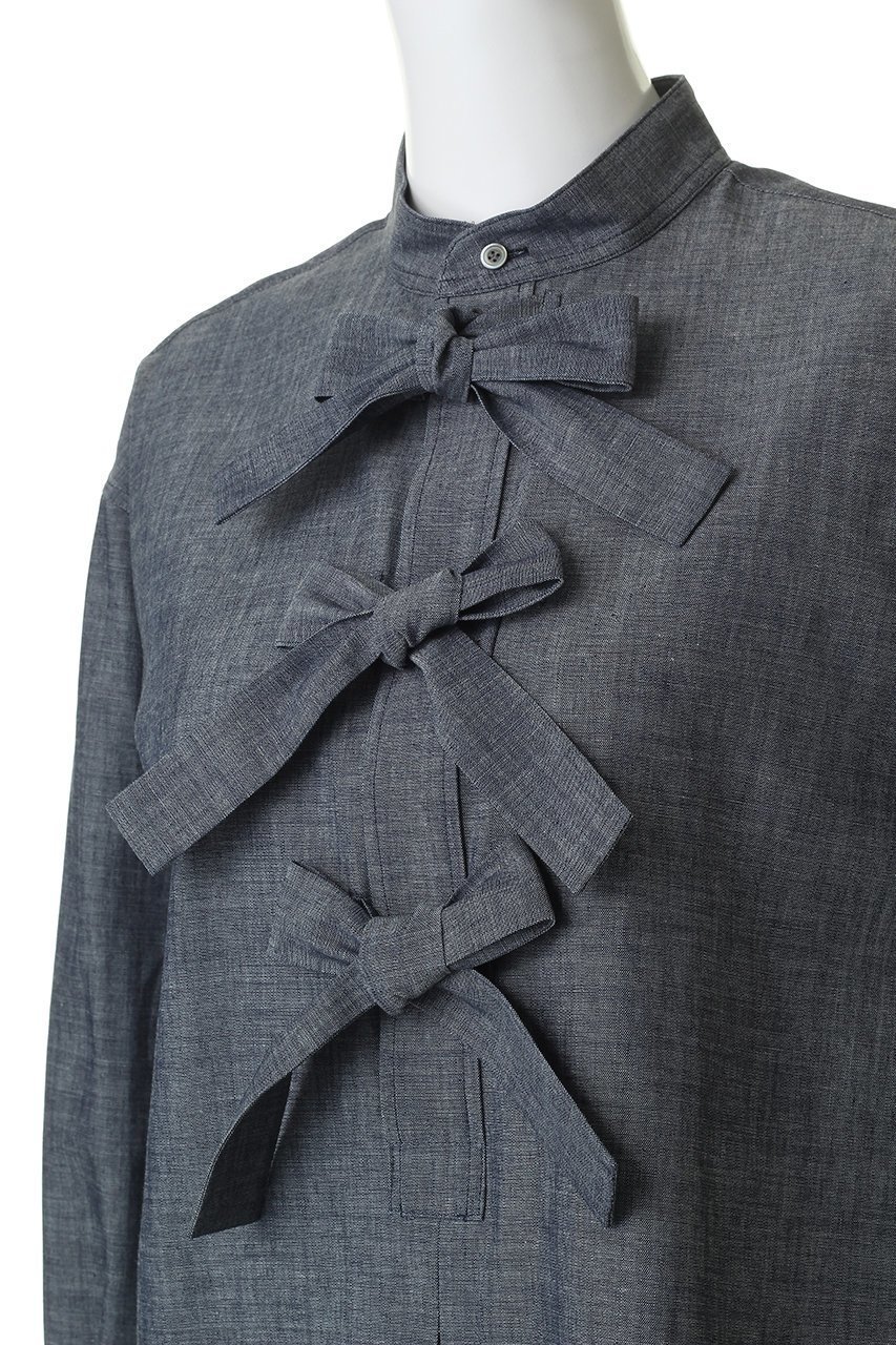 【デパリエ/DEPAREILLE】の4.5ozデニムトリプルリボンブラウス 人気、トレンドファッション・服の通販 founy(ファニー) 　ファッション　Fashion　レディースファッション　Fashion for Women　トップス・カットソー　Cut & Sew Tops　シャツ・ブラウス・オフィスカジュアル　Elegant Blouses & Button-Ups　スリーブ　Sleeve, Long Sleeve / Short Sleeve　デニム　Denim, Jeans Material　パーティ　Party, Party Style　リボン　Ribbon, Bow　ロング　Long, Long-Length　新作・新入荷　New Arrivals / New In　other-5|ID: prp329100004873420 ipo3291000000036349718