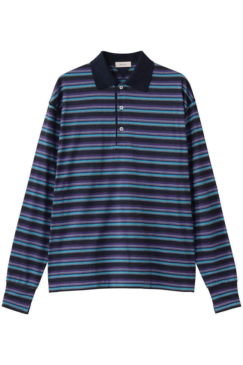 【ブラミンク/BLAMINK】のマルチボーダーロングスリーブ インテリア・キッズ・メンズ・レディースファッション・服の通販 founy(ファニー) ファッション Fashion レディースファッション Fashion for Women トップス・カットソー Cut & Sew Tops シャツ・ブラウス・オフィスカジュアル Elegant Blouses & Button-Ups ポロシャツ・きれいめカジュアル Smart-Casual Polo Tops スリーブ Sleeve, Long Sleeve / Short Sleeve ボーダー Border, Stripe ポロシャツ Polo Shirt, Collared Tee リラックス Relax, Relaxed Fit ロング Long, Long-Length 新作・新入荷 New Arrivals / New In パープル|ID: prp329100004873422 ipo3291000000036349724