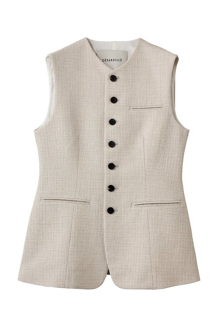 【デパリエ/DEPAREILLE】のスラブツイードジレ インテリア・キッズ・メンズ・レディースファッション・服の通販 founy(ファニー) https://founy.com/ ファッション Fashion レディースファッション Fashion for Women アウター Coat / Outerwear Collection レディースジャケット・軽アウター Jackets おすすめ Recommended / Our Picks シェイプ Shape, Slim Fit ジャケット Jacket, Outerwear ノースリーブ Sleeveless, No-Sleeve フロント Front, Front Design ベスト Vest, Waistcoat |ID: prp329100004873436 ipo3291000000036895027