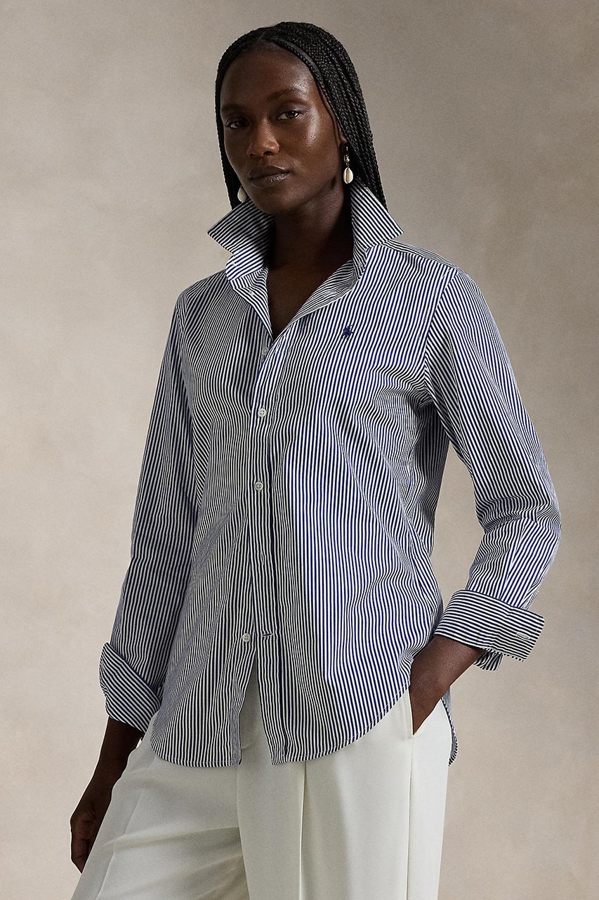 【ラルフローレン/RALPH LAUREN】の【POLO RALPH LAUREN】ストライプド コットン シャツ 人気、トレンドファッション・服の通販 founy(ファニー) 　ファッション　Fashion　レディースファッション　Fashion for Women　トップス・カットソー　Cut & Sew Tops　シャツ・ブラウス・オフィスカジュアル　Elegant Blouses & Button-Ups　カフス　Cuff Design　ストライプ　Stripe, Striped Pattern　ストレート　Straight, Straight Cut　スリーブ　Sleeve, Long Sleeve / Short Sleeve　バランス　Balance, Style Balance　パール　Pearl, Pearl Accent　フィット　Fit, Slim Fit　ヨーク　Yoke, Yoke Design　ロング　Long, Long-Length　エレガント 上品　Elegant　新作・新入荷　New Arrivals / New In　other-5|ID: prp329100004873467 ipo3291000000036350073