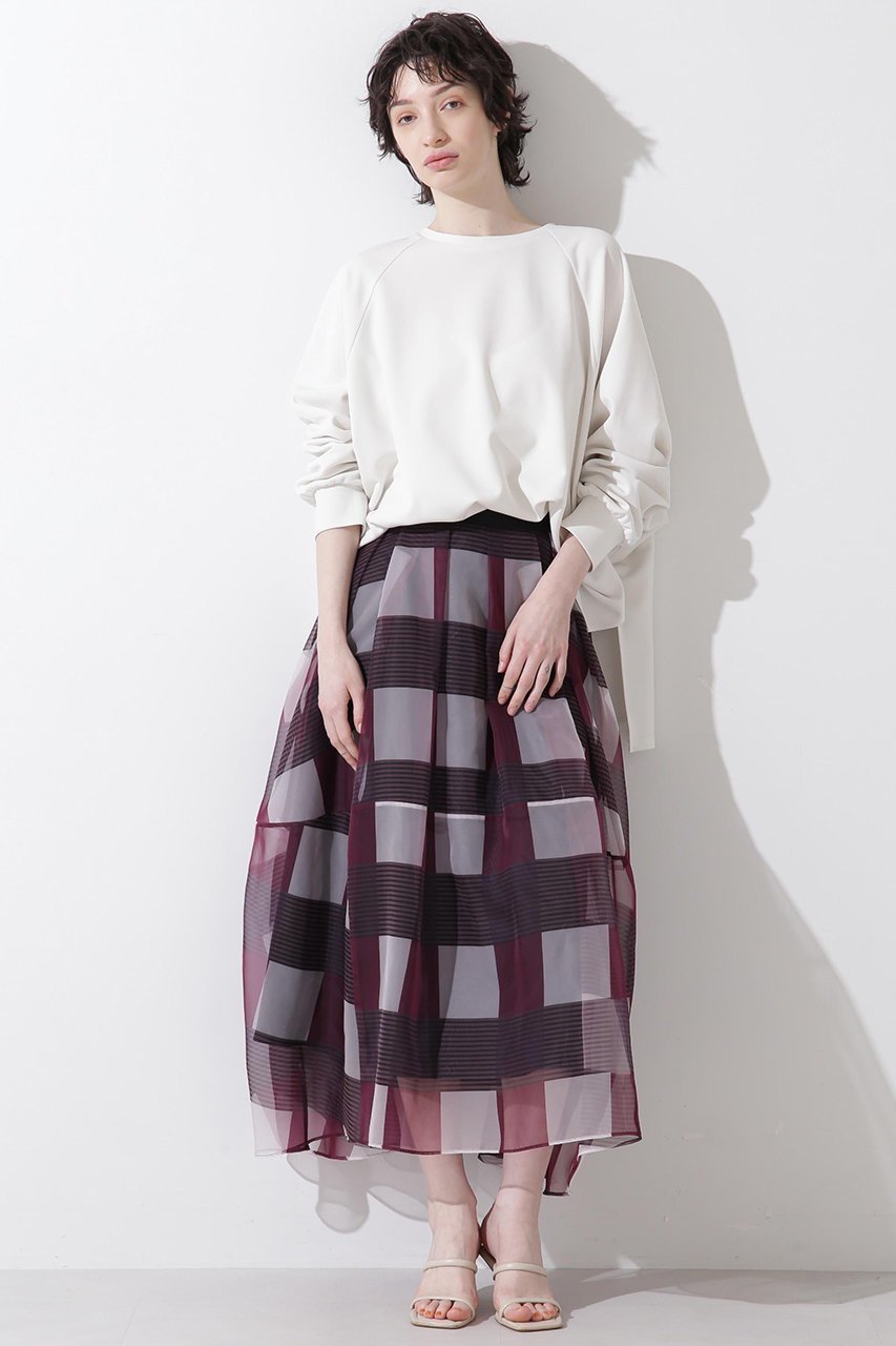 【ヒューエルミュージアム/hueLe Museum】の【hLM】シアーチェックスカート インテリア・キッズ・メンズ・レディースファッション・服の通販 founy(ファニー) 　ファッション　Fashion　レディースファッション　Fashion for Women　スカート　Skirts　ロングスカート　Long Skirts / Maxi & Midi Skirts　チェック　Check, Plaid, Tartan　ブロック　Block, Solid Block Pattern　プリント　Print, Printed Pattern　ロング　Long, Long-Length　冬　Winter / This Winter　夏　Summer　ワイン|ID: prp329100004873489 ipo3291000000036350231