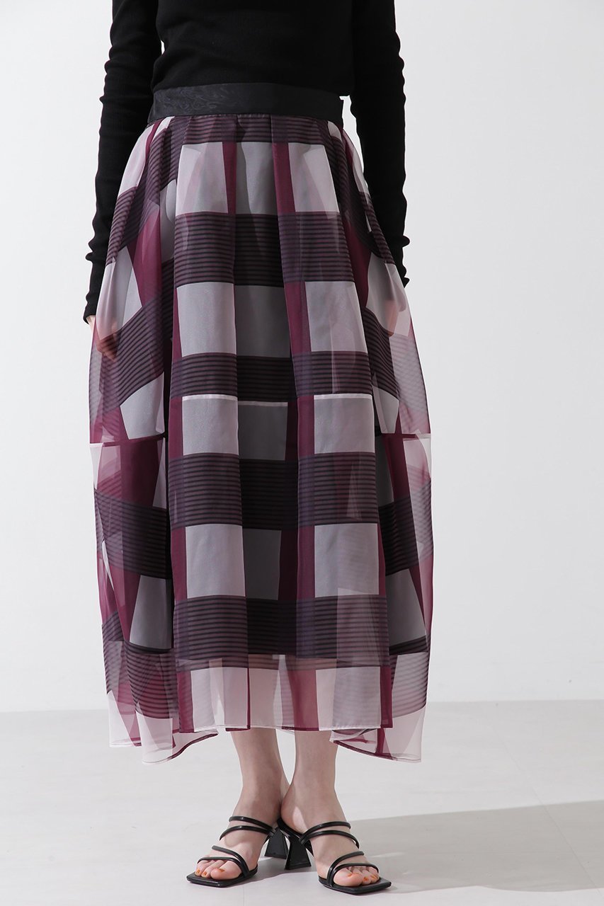 【ヒューエルミュージアム/hueLe Museum】の【hLM】シアーチェックスカート 人気、トレンドファッション・服の通販 founy(ファニー) 　ファッション　Fashion　レディースファッション　Fashion for Women　スカート　Skirts　ロングスカート　Long Skirts / Maxi & Midi Skirts　チェック　Check, Plaid, Tartan　ブロック　Block, Solid Block Pattern　プリント　Print, Printed Pattern　ロング　Long, Long-Length　冬　Winter / This Winter　夏　Summer　other-3|ID: prp329100004873489 ipo3291000000036350235