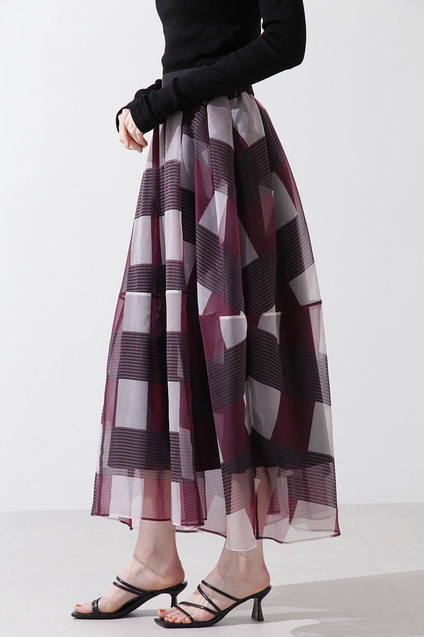【ヒューエルミュージアム/hueLe Museum】の【hLM】シアーチェックスカート 人気、トレンドファッション・服の通販 founy(ファニー) 　ファッション　Fashion　レディースファッション　Fashion for Women　スカート　Skirts　ロングスカート　Long Skirts / Maxi & Midi Skirts　チェック　Check, Plaid, Tartan　ブロック　Block, Solid Block Pattern　プリント　Print, Printed Pattern　ロング　Long, Long-Length　冬　Winter / This Winter　夏　Summer　other-4|ID: prp329100004873489 ipo3291000000036350236