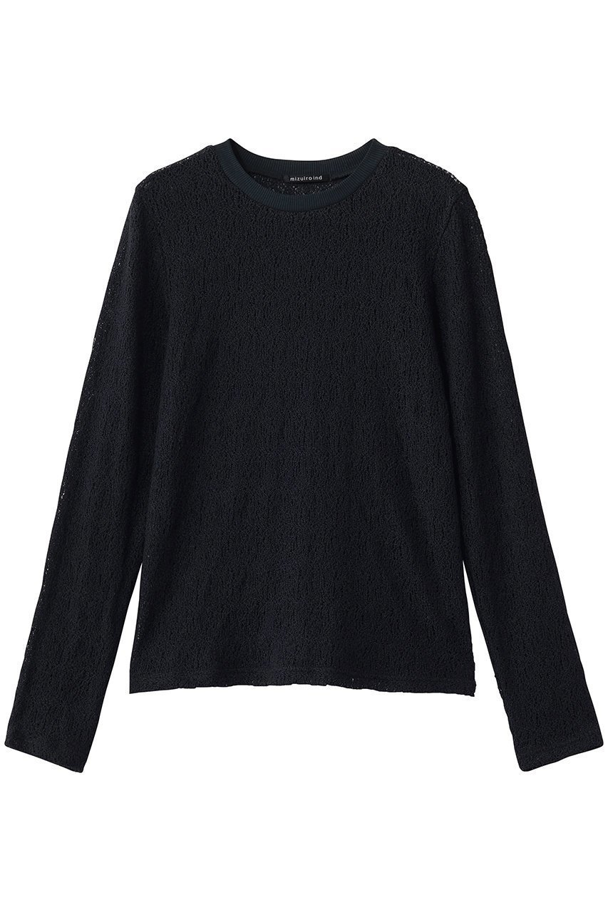 【ミズイロ インド/mizuiro ind】のlace crew neck T shirt シャツ インテリア・キッズ・メンズ・レディースファッション・服の通販 founy(ファウニー) 　ファッション　Fashion　レディースファッション　Fashion for Women　トップス・カットソー　Cut & Sew Tops　シャツ・ブラウス・オフィスカジュアル　Elegant Blouses & Button-Ups　ロングTシャツ・Tシャツ　Longline T-Shirts & Tees　カットソー・ベーシックTシャツ　Cut-and-Sewn Tops / Stretch Tees & Basics　インナー　Innerwear　シアー　Sheer, See-Through　ジャケット　Jacket, Outerwear　スリーブ　Sleeve, Long Sleeve / Short Sleeve　レース　Lace, Lace Fabric　ロング　Long, Long-Length　再入荷　Restock / Back in Stock　夏　Summer　春　Spring　S/S・春夏　SS, Spring/Summer, Warm Season　navy|ID: prp329100004873557 ipo3291000000036716247