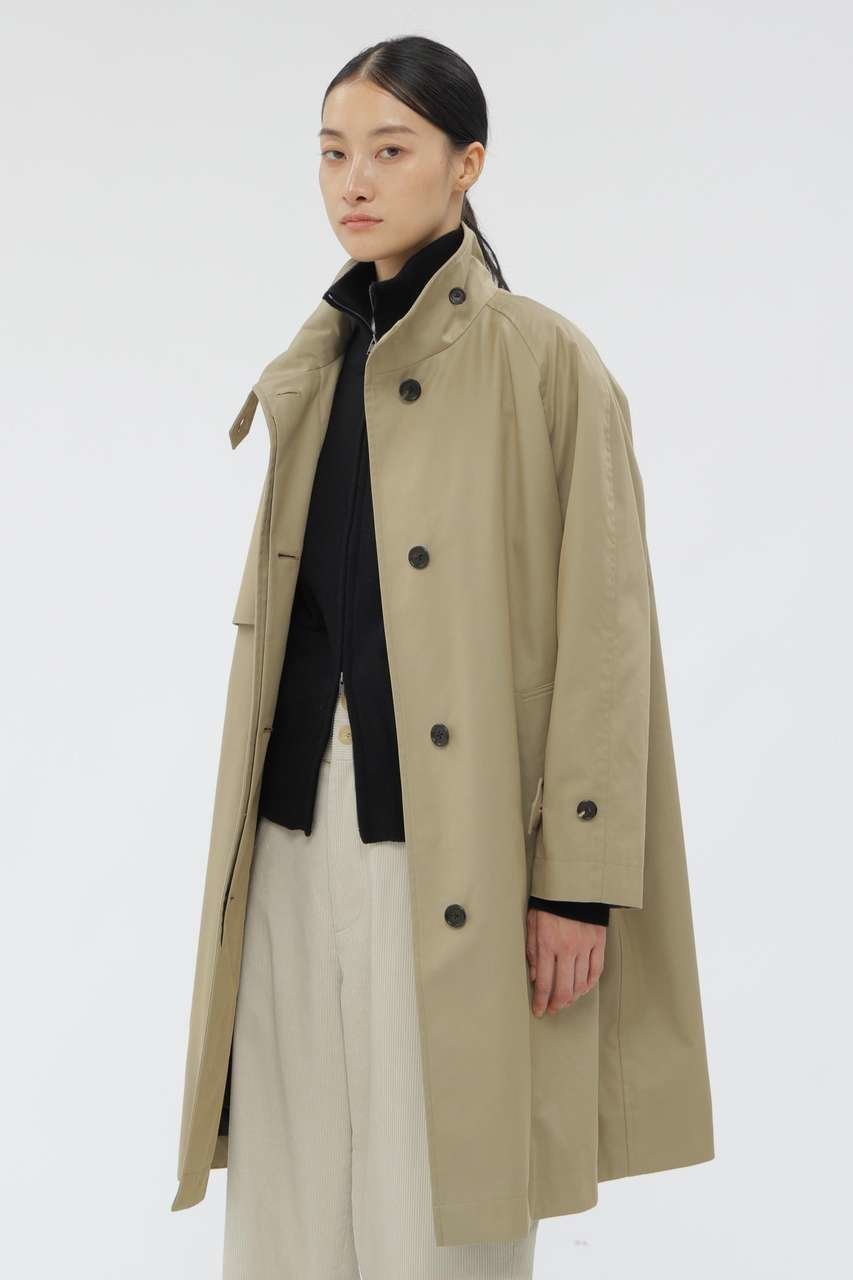 【マーガレットハウエル/MARGARET HOWELL】のCOTTON NYLON GABARDINE COAT インテリア・キッズ・メンズ・レディースファッション・服の通販 founy(ファニー) 　ファッション　Fashion　レディースファッション　Fashion for Women　アウター　Coat / Outerwear Collection　コート・ロングコート・ピーコート　Long Coats, Peacoats & More　スタンド　Stand Collar, Upright Stand　フラップ　Flap, Flap Pocket　ライナー　Liner, Inner Layer　ロング　Long, Long-Length　新作・新入荷　New Arrivals / New In　ベージュ|ID: prp329100004873683 ipo3291000000036351811