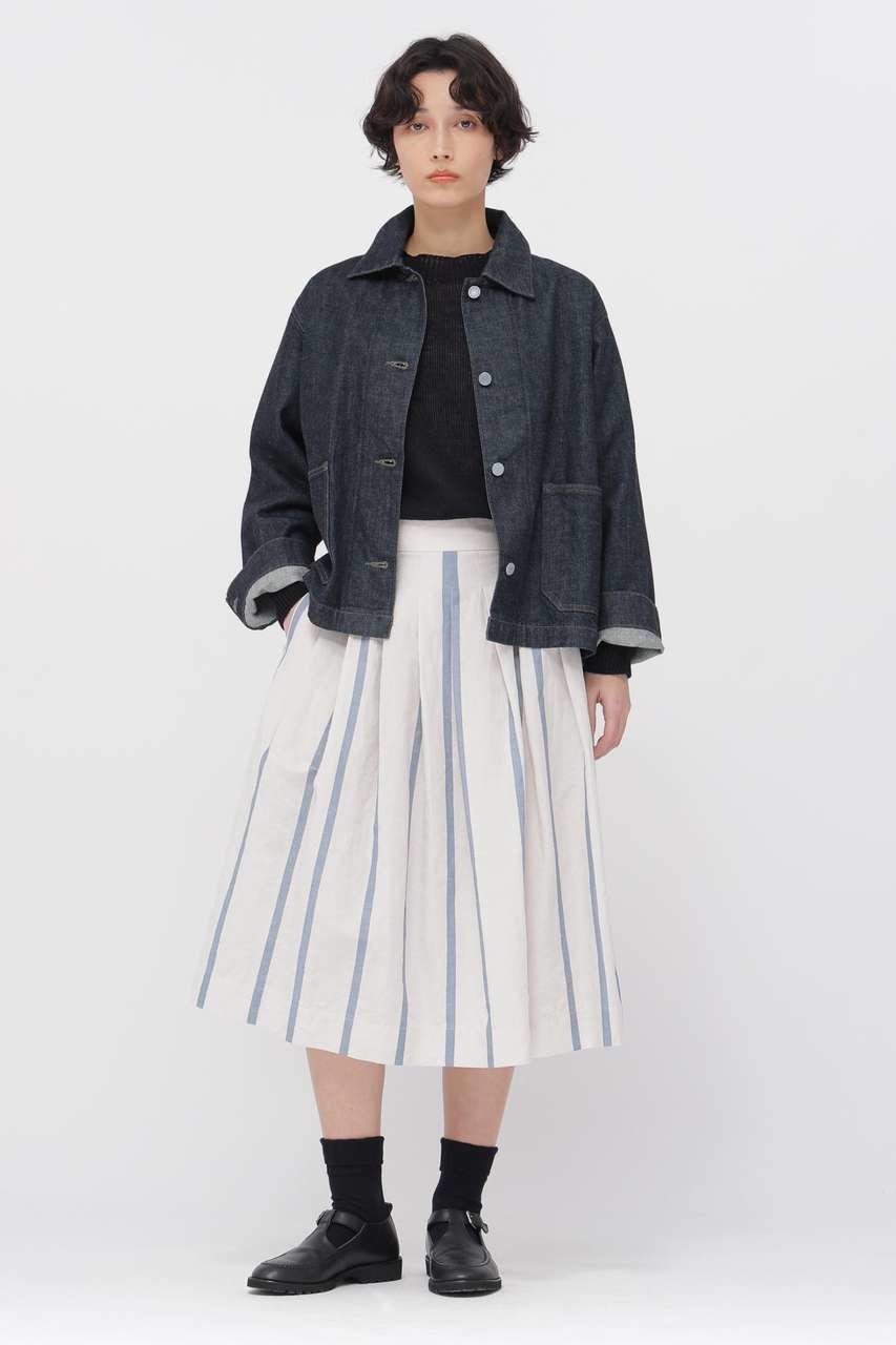 【マーガレットハウエル/MARGARET HOWELL】のBOLD STRIPE COTTON LINEN SKIRT インテリア・キッズ・メンズ・レディースファッション・服の通販 founy(ファウニー) 　ファッション　Fashion　レディースファッション　Fashion for Women　スカート　Skirts　ロングスカート　Long Skirts / Maxi & Midi Skirts　ストライプ　Stripe, Striped Pattern　プリーツ　Pleats, Pleated　リネン　Linen, Linen Fabric　ロング　Long, Long-Length　ホワイト|ID: prp329100004873739 ipo3291000000036955650