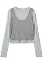 【プレインピープル/PLAIN PEOPLE】のシアーハイツイストフライスレイヤードトップス サックス|ID: prp329100004873764 ipo3291000000036352450