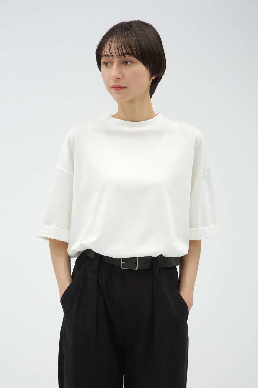 【マーガレットハウエル/MARGARET HOWELL】のLIGHT DENSE COTTON JERSEY インテリア・キッズ・メンズ・レディースファッション・服の通販 founy(ファニー) 　ファッション　Fashion　レディースファッション　Fashion for Women　トップス・カットソー　Cut & Sew Tops　シャツ・ブラウス・オフィスカジュアル　Elegant Blouses & Button-Ups　ロングTシャツ・Tシャツ　Longline T-Shirts & Tees　カットソー・ベーシックTシャツ　Cut-and-Sewn Tops / Stretch Tees & Basics　カットソー　Cut and Sewn Top　ショート　Short, Short Length　スリーブ　Sleeve, Long Sleeve / Short Sleeve　フォルム　Silhouette, Form　エレガント 上品　Elegant　夏　Summer　新作・新入荷　New Arrivals / New In　ホワイト|ID: prp329100004873780 ipo3291000000036352567