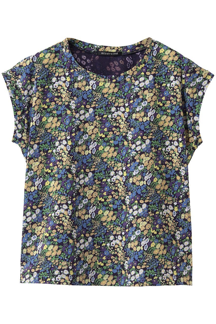 【ミズイロ インド/mizuiro ind】のflower print french slv P/O プルオーバー インテリア・キッズ・メンズ・レディースファッション・服の通販 founy(ファニー) 　ファッション　Fashion　レディースファッション　Fashion for Women　トップス・カットソー　Cut & Sew Tops　シャツ・ブラウス・オフィスカジュアル　Elegant Blouses & Button-Ups　カジュアルプルオーバー・ニットトップス　Pullovers & Knit Tops / Casual Pullovers　なめらか　Smooth, Silky Texture　インナー　Innerwear　ショート　Short, Short Length　ジャケット　Jacket, Outerwear　スリーブ　Sleeve, Long Sleeve / Short Sleeve　フレンチ　French, French Style　プリント　Print, Printed Pattern　エレガント 上品　Elegant　新作・新入荷　New Arrivals / New In　navy|ID: prp329100004873794 ipo3291000000036352688