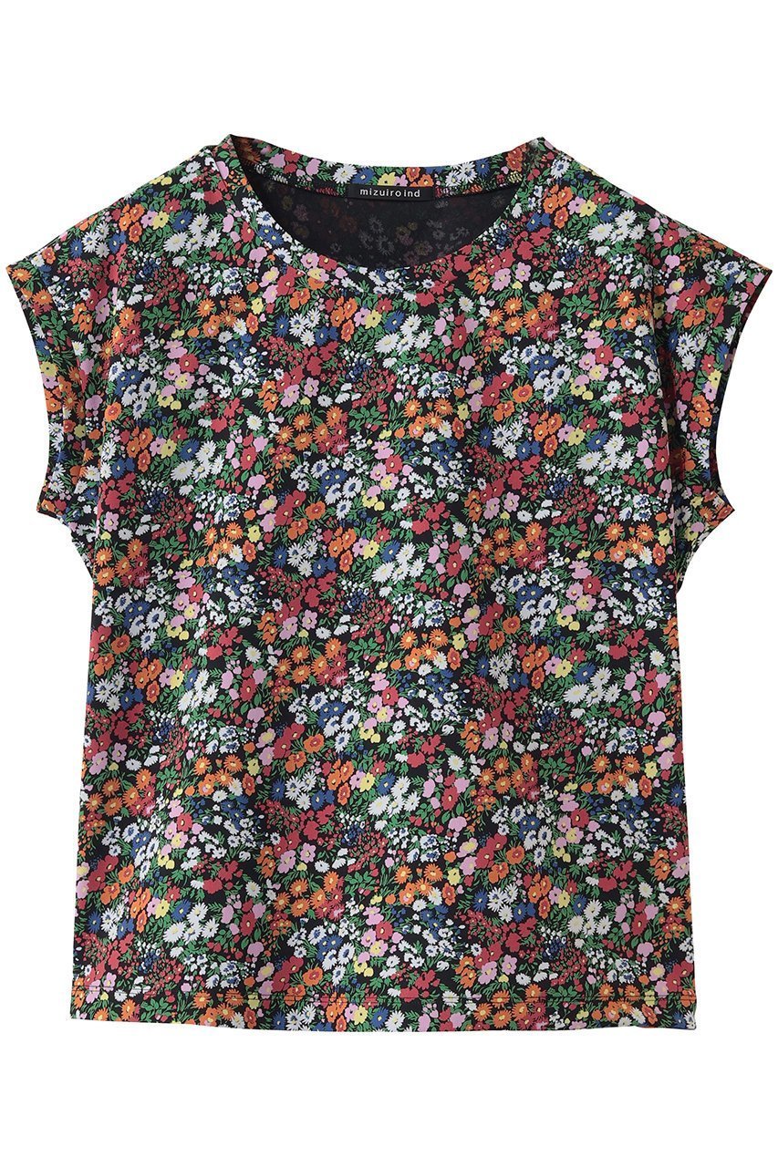【ミズイロ インド/mizuiro ind】のflower print french slv P/O プルオーバー インテリア・キッズ・メンズ・レディースファッション・服の通販 founy(ファニー) ファッション Fashion レディースファッション Fashion for Women トップス・カットソー Cut & Sew Tops シャツ・ブラウス・オフィスカジュアル Elegant Blouses & Button-Ups カジュアルプルオーバー・ニットトップス Pullovers & Knit Tops / Casual Pullovers なめらか Smooth, Silky Texture インナー Innerwear ショート Short, Short Length ジャケット Jacket, Outerwear スリーブ Sleeve, Long Sleeve / Short Sleeve フレンチ French, French Style プリント Print, Printed Pattern エレガント 上品 Elegant 新作・新入荷 New Arrivals / New In black|ID: prp329100004873795 ipo3291000000036352691