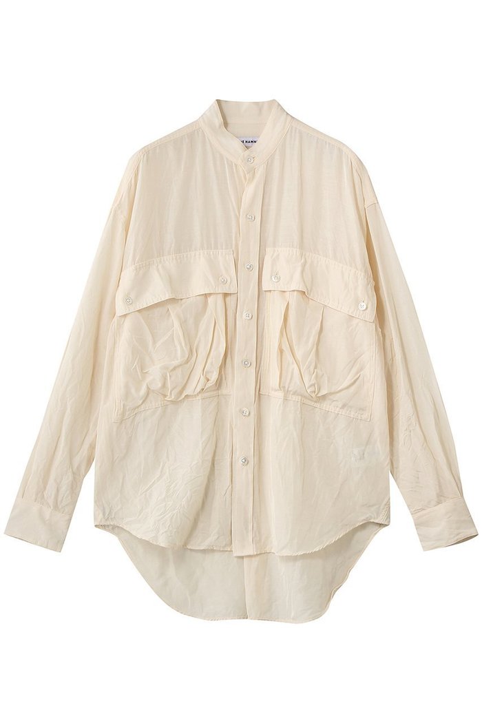 【キャサリンハムネット/KATHARINE HAMNETT LONDON】の【UNISEX】アセテートパラシュートバンドカラーシャツ インテリア・キッズ・メンズ・レディースファッション・服の通販 founy(ファニー) https://founy.com/ ファッション Fashion レディースファッション Fashion for Women トップス・カットソー Cut & Sew Tops シャツ・ブラウス・オフィスカジュアル Elegant Blouses & Button-Ups ユニセックス Unisex, Genderless スリーブ Sleeve, Long Sleeve / Short Sleeve ポケット Pocket, Pocket Detail リネン Linen, Linen Fabric ロング Long, Long-Length 新作・新入荷 New Arrivals / New In |ID: prp329100004873811 ipo3291000000036403431