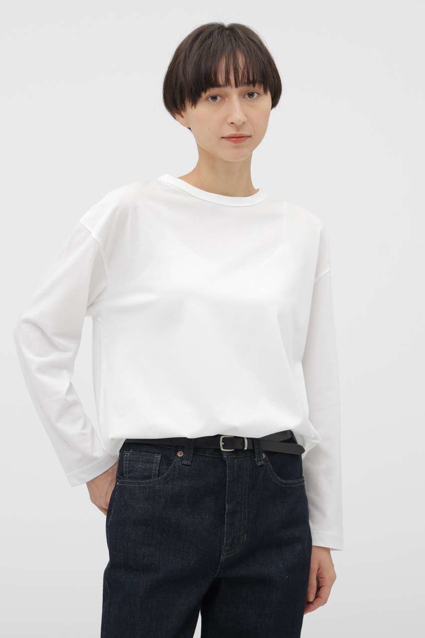 【マーガレットハウエル/MARGARET HOWELL】のSOFT COTTON JERSEY TOP インテリア・キッズ・メンズ・レディースファッション・服の通販 founy(ファニー) ファッション Fashion レディースファッション Fashion for Women トップス・カットソー Cut & Sew Tops シャツ・ブラウス・オフィスカジュアル Elegant Blouses & Button-Ups ロングTシャツ・Tシャツ Longline T-Shirts & Tees カットソー・ベーシックTシャツ Cut-and-Sewn Tops / Stretch Tees & Basics なめらか Smooth, Silky Texture インナー Innerwear シンプル Simple, Minimal スタンダード Standard, Basic スリーブ Sleeve, Long Sleeve / Short Sleeve バランス Balance, Style Balance ロング Long, Long-Length エレガント 上品 Elegant 新作・新入荷 New Arrivals / New In ホワイト|ID: prp329100004873891 ipo3291000000036353495