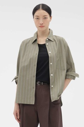 【マーガレットハウエル/MARGARET HOWELL】のWIDE STRIPE COTTON SHIRT 人気、トレンドファッション・服の通販 founy(ファニー) ファッション Fashion レディースファッション Fashion for Women トップス・カットソー Cut & Sew Tops シャツ・ブラウス・オフィスカジュアル Elegant Blouses & Button-Ups なめらか Smooth, Silky Texture シャンブレー Chambray, Denim-Like Fabric ストライプ Stripe, Striped Pattern スリーブ Sleeve, Long Sleeve / Short Sleeve バランス Balance, Style Balance ベーシック Basic, Essential ロング Long, Long-Length ワイド Wide, Wide Fit 新作・新入荷 New Arrivals / New In |ID:prp329100004873932
