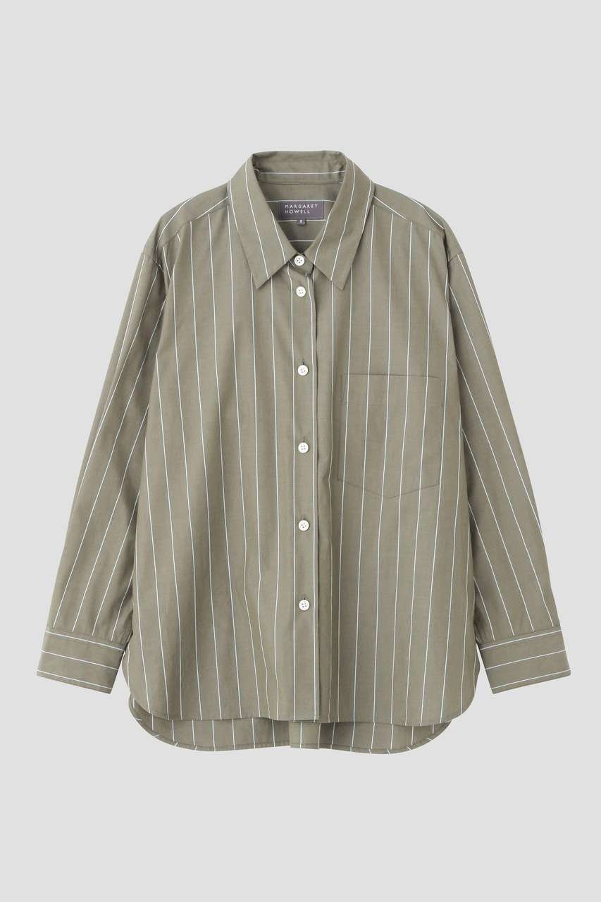 【マーガレットハウエル/MARGARET HOWELL】のWIDE STRIPE COTTON SHIRT 人気、トレンドファッション・服の通販 founy(ファニー) 　ファッション　Fashion　レディースファッション　Fashion for Women　トップス・カットソー　Cut & Sew Tops　シャツ・ブラウス・オフィスカジュアル　Elegant Blouses & Button-Ups　なめらか　Smooth, Silky Texture　シャンブレー　Chambray, Denim-Like Fabric　ストライプ　Stripe, Striped Pattern　スリーブ　Sleeve, Long Sleeve / Short Sleeve　バランス　Balance, Style Balance　ベーシック　Basic, Essential　ロング　Long, Long-Length　ワイド　Wide, Wide Fit　新作・新入荷　New Arrivals / New In　other-4|ID: prp329100004873933 ipo3291000000036353843