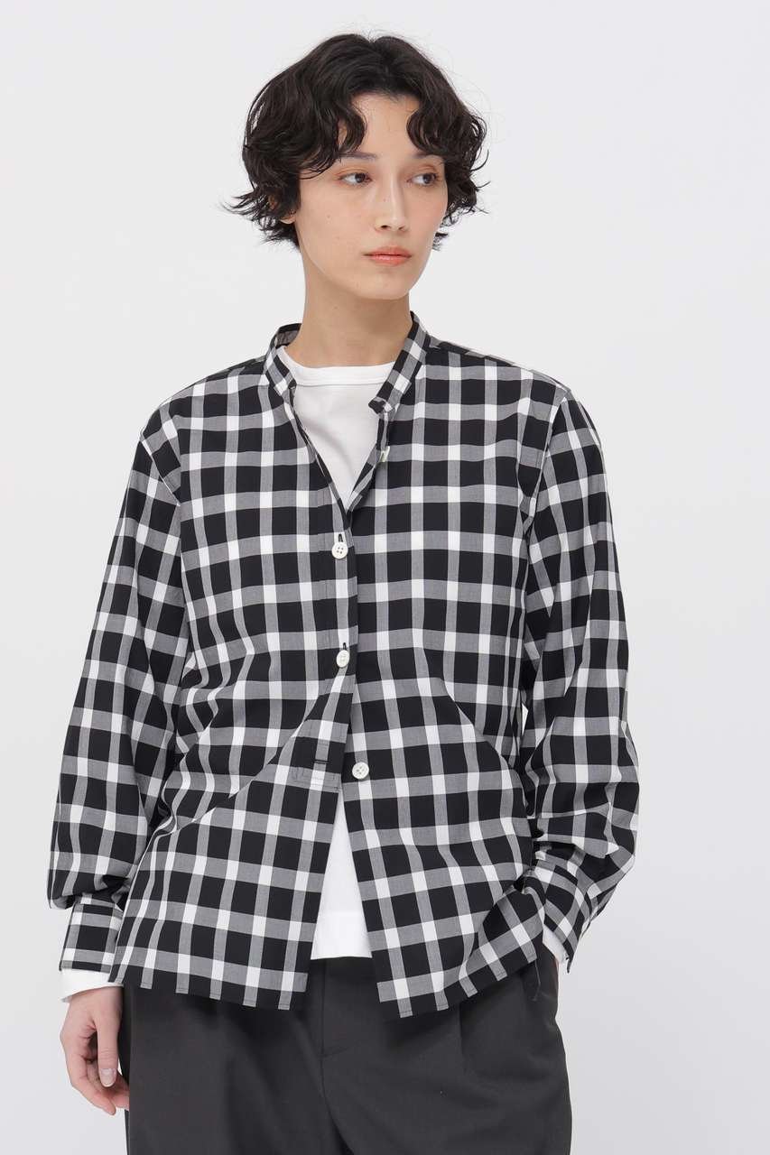 【マーガレットハウエル/MARGARET HOWELL】のCOTTON CHECK SHIRT インテリア・キッズ・メンズ・レディースファッション・服の通販 founy(ファニー) ファッション Fashion レディースファッション Fashion for Women トップス・カットソー Cut & Sew Tops シャツ・ブラウス・オフィスカジュアル Elegant Blouses & Button-Ups スリーブ Sleeve, Long Sleeve / Short Sleeve チェック Check, Plaid, Tartan バランス Balance, Style Balance モノトーン Monotone, Black and White ロング Long, Long-Length 定番 Standard, Basic Item 新作・新入荷 New Arrivals / New In ブラック|ID: prp329100004873934 ipo3291000000036353853