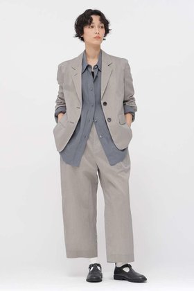 【マーガレットハウエル/MARGARET HOWELL】のFINE STRIPE COTTON SILK TROUSERS 人気、トレンドファッション・服の通販 founy(ファニー) ファッション Fashion レディースファッション Fashion for Women パンツ Pants & Trousers おすすめ Recommended / Our Picks クロップド Cropped, Short Length シルク Silk, 100% Silk ジャケット Jacket, Outerwear ストライプ Stripe, Striped Pattern セットアップ Set-Up, Coordinated Outfit ダブル Double, Double-Breasted バランス Balance, Style Balance フォルム Silhouette, Form フロント Front, Front Design プリーツ Pleats, Pleated 夏 Summer 新作・新入荷 New Arrivals / New In |ID:prp329100004873957