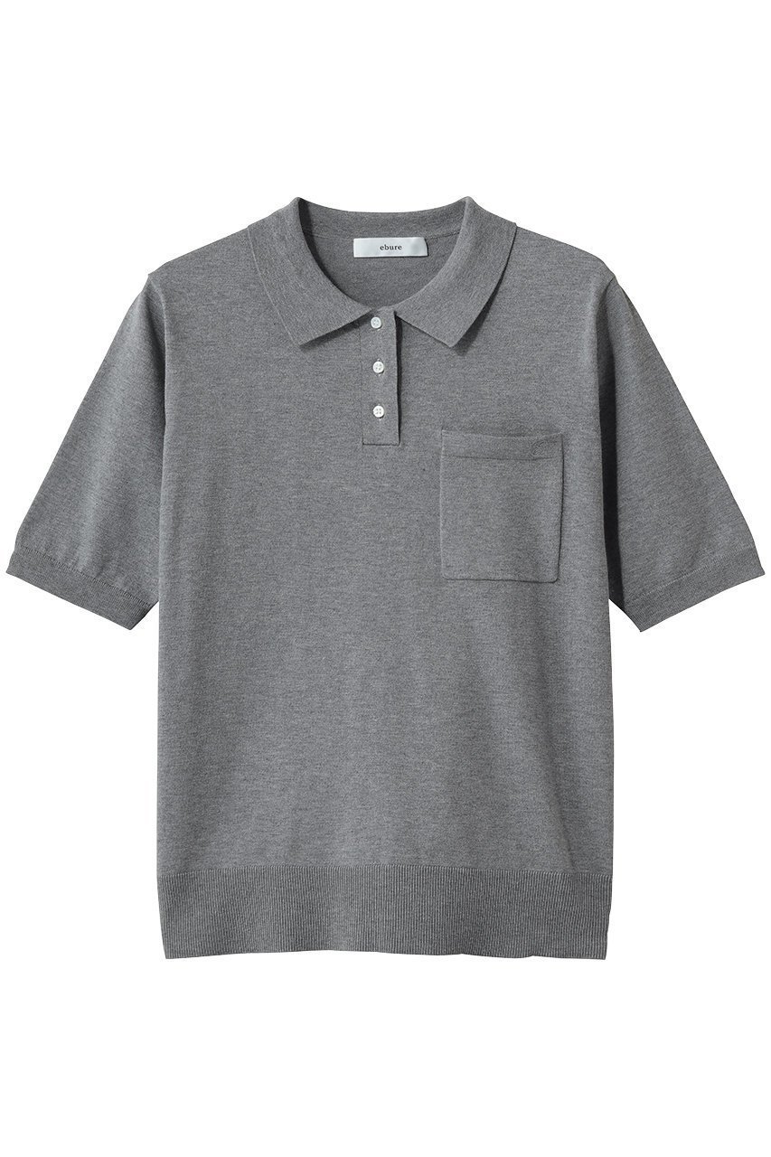 【エブール/ebure】のハイクラスコンパクトコットン ポロカラーニットトップス インテリア・キッズ・メンズ・レディースファッション・服の通販 founy(ファニー) 　ファッション　Fashion　レディースファッション　Fashion for Women　トップス・カットソー　Cut & Sew Tops　ニット　Knit Tops & Sweaters　カジュアルプルオーバー・ニットトップス　Pullovers & Knit Tops / Casual Pullovers　アクセサリー　Fashion Accessories　コンパクト　Compact, Small Size　スタンダード　Standard, Basic　ポケット　Pocket, Pocket Detail　新作・新入荷　New Arrivals / New In　トップグレー|ID: prp329100004873987 ipo3291000000036354258