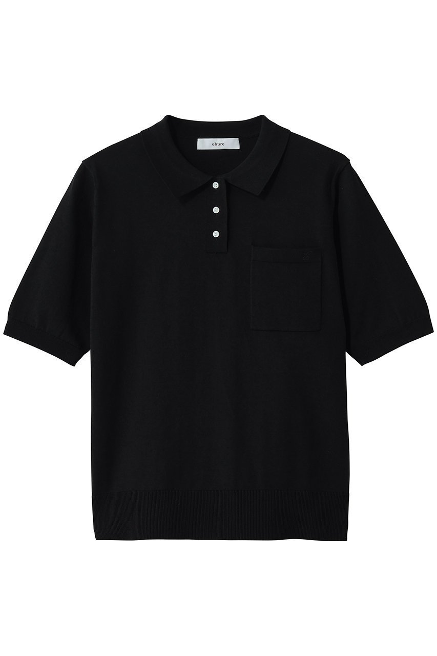 【エブール/ebure】のハイクラスコンパクトコットン ポロカラーニットトップス インテリア・キッズ・メンズ・レディースファッション・服の通販 founy(ファウニー) 　ファッション　Fashion　レディースファッション　Fashion for Women　トップス・カットソー　Cut & Sew Tops　ニット　Knit Tops & Sweaters　カジュアルプルオーバー・ニットトップス　Pullovers & Knit Tops / Casual Pullovers　アクセサリー　Fashion Accessories　コンパクト　Compact, Small Size　スタンダード　Standard, Basic　ポケット　Pocket, Pocket Detail　ブラック|ID: prp329100004873987 ipo3291000000036957951