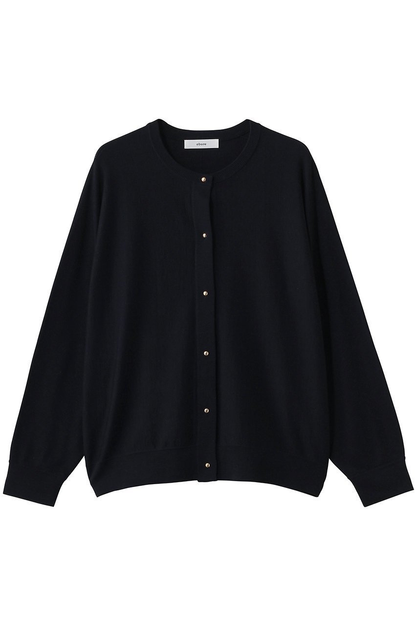 【エブール/ebure】のライトシルクコットン クルーネックニットカーディガン インテリア・キッズ・メンズ・レディースファッション・服の通販 founy(ファニー) 　ファッション　Fashion　レディースファッション　Fashion for Women　トップス・カットソー　Cut & Sew Tops　ニット　Knit Tops & Sweaters　カーディガン・羽織り　Layered Style Cardigans　カーディガン　Cardigan, Knitwear　シルク　Silk, 100% Silk　スタンダード　Standard, Basic　バランス　Balance, Style Balance　パターン　Pattern, Design Print　エレガント 上品　Elegant　ネイビー|ID: prp329100004873991 ipo3291000000036354290