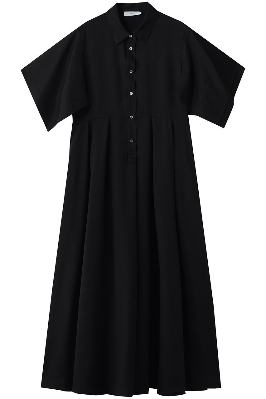 【エブール/ebure】のリネンアセテート ハンカチーフスリーブワンピース インテリア・キッズ・メンズ・レディースファッション・服の通販 founy(ファウニー) 　ファッション　Fashion　レディースファッション　Fashion for Women　ワンピース　Dresses　チュニック　Tunic Tops & Dresses　サテン　Satin, Glossy Fabric　チュニック　Tunic, Long Top　リネン　Linen, Linen Fabric　ブラック|ID: prp329100004874000 ipo3291000000037239429