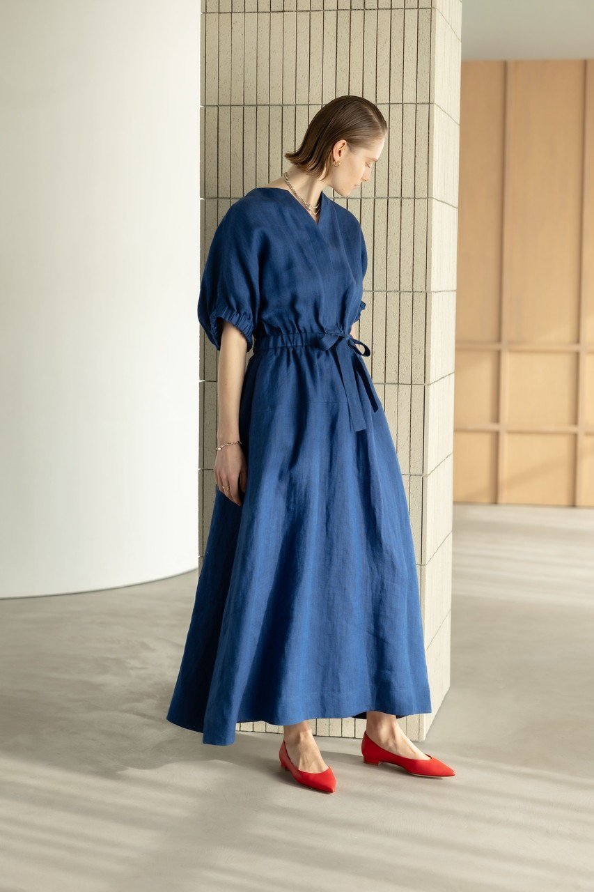 【エブール/ebure】のピュアリネンヘリンボーン ギャザースリーブワンピース 人気、トレンドファッション・服の通販 founy(ファニー) 　ファッション　Fashion　レディースファッション　Fashion for Women　ワンピース　Dresses　チュニック　Tunic Tops & Dresses　イタリア　Italy　ギャザー　Gathered, Ruffled　チュニック　Tunic, Long Top　リネン　Linen, Linen Fabric　リボン　Ribbon, Bow　エレガント 上品　Elegant　新作・新入荷　New Arrivals / New In　other-6|ID: prp329100004874004 ipo3291000000036354411