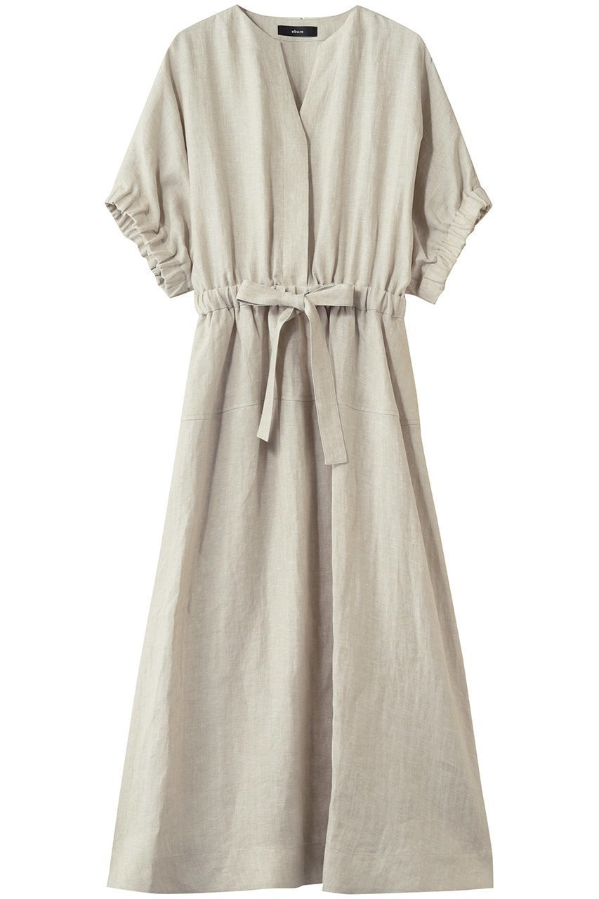 【エブール/ebure】のピュアリネンヘリンボーン ギャザースリーブワンピース 人気、トレンドファッション・服の通販 founy(ファニー) 　ファッション　Fashion　レディースファッション　Fashion for Women　ワンピース　Dresses　チュニック　Tunic Tops & Dresses　イタリア　Italy　ギャザー　Gathered, Ruffled　チュニック　Tunic, Long Top　リネン　Linen, Linen Fabric　リボン　Ribbon, Bow　エレガント 上品　Elegant　新作・新入荷　New Arrivals / New In　 other-1|ID: prp329100004874005 ipo3291000000036354397