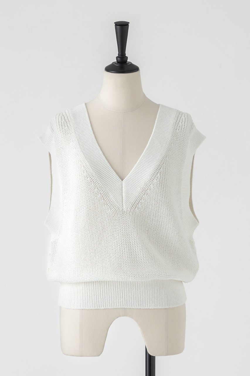 【オーヴィル/EAUVIRE】のコットンリネンVネックベスト インテリア・キッズ・メンズ・レディースファッション・服の通販 founy(ファニー) 　ファッション　Fashion　レディースファッション　Fashion for Women　トップス・カットソー　Cut & Sew Tops　ニット　Knit Tops & Sweaters　ベスト&ジレ / 重ね着スタイル　Vests & Gilets　カジュアルプルオーバー・ニットトップス　Pullovers & Knit Tops / Casual Pullovers　Vネックトップス　V-Neck Tops / V-Cut Neckline Shirts　ベスト　Vest, Waistcoat　リネン　Linen, Linen Fabric　夏　Summer　新作・新入荷　New Arrivals / New In　日本製　Made In Japan　春　Spring　畦　Ribbed Knit　ホワイト|ID: prp329100004874018 ipo3291000000036354531