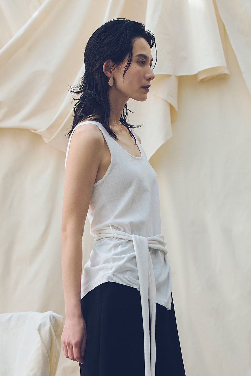 【アルアバイル/allureville】のコットンシルクリネンタンクトップ 人気、トレンドファッション・服の通販 founy(ファニー) 　ファッション　Fashion　レディースファッション　Fashion for Women　トップス・カットソー　Cut & Sew Tops　ニット　Knit Tops & Sweaters　カジュアルプルオーバー・ニットトップス　Pullovers & Knit Tops / Casual Pullovers　インナー　Innerwear　シルク　Silk, 100% Silk　シンプル　Simple, Minimal　ジャケット　Jacket, Outerwear　タンク　Tank Top, Sleeveless Top　ドレープ　Drape, Draping Fabric　バランス　Balance, Style Balance　リネン　Linen, Linen Fabric　リボン　Ribbon, Bow　新作・新入荷　New Arrivals / New In　other-3|ID: prp329100004874034 ipo3291000000036354678