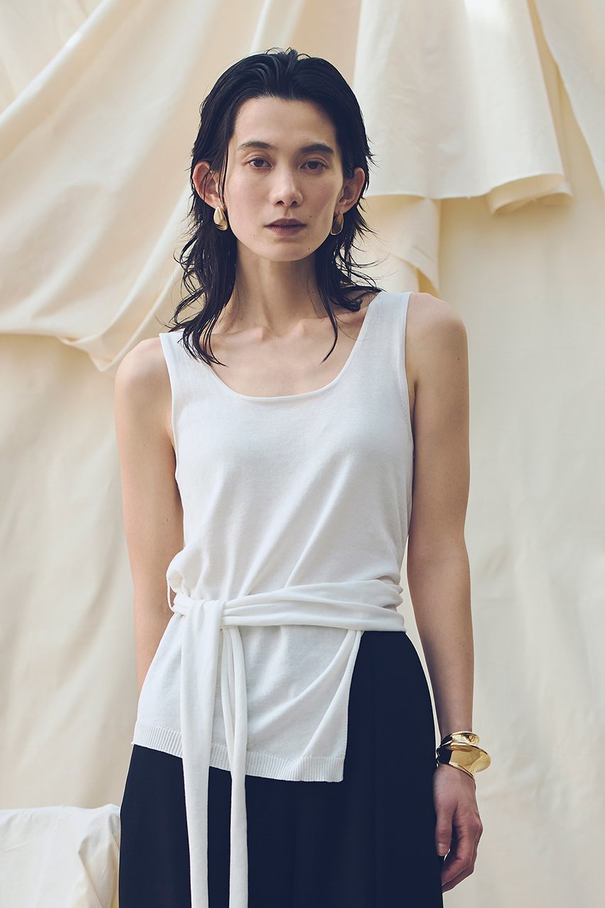 【アルアバイル/allureville】のコットンシルクリネンタンクトップ 人気、トレンドファッション・服の通販 founy(ファニー) 　ファッション　Fashion　レディースファッション　Fashion for Women　トップス・カットソー　Cut & Sew Tops　ニット　Knit Tops & Sweaters　カジュアルプルオーバー・ニットトップス　Pullovers & Knit Tops / Casual Pullovers　インナー　Innerwear　シルク　Silk, 100% Silk　シンプル　Simple, Minimal　ジャケット　Jacket, Outerwear　タンク　Tank Top, Sleeveless Top　ドレープ　Drape, Draping Fabric　バランス　Balance, Style Balance　リネン　Linen, Linen Fabric　リボン　Ribbon, Bow　新作・新入荷　New Arrivals / New In　other-4|ID: prp329100004874035 ipo3291000000036354680