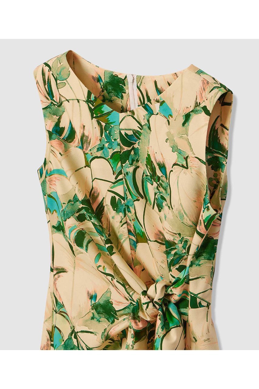 【アルアバイル/allureville】のボタニカルプリントワンピース 人気、トレンドファッション・服の通販 founy(ファニー) 　ファッション　Fashion　レディースファッション　Fashion for Women　ワンピース　Dresses　チュニック　Tunic Tops & Dresses　シンプル　Simple, Minimal　チュニック　Tunic, Long Top　ドレス　Dress, One-Piece　フォルム　Silhouette, Form　フロント　Front, Front Design　プリント　Print, Printed Pattern　ボタニカル　Botanical, Floral Pattern　リボン　Ribbon, Bow　ロング　Long, Long-Length　エレガント 上品　Elegant　新作・新入荷　New Arrivals / New In　other-3|ID: prp329100004874050 ipo3291000000036354792