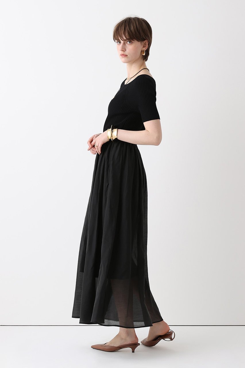 【アルアバイル/allureville】のニットコンビシアオーガンワンピース 人気、トレンドファッション・服の通販 founy(ファニー) 　ファッション　Fashion　レディースファッション　Fashion for Women　ワンピース　Dresses　チュニック　Tunic Tops & Dresses　シアー　Sheer, See-Through　シルク　Silk, 100% Silk　チュニック　Tunic, Long Top　ドッキング　Docking, Mixed Material　フィット　Fit, Slim Fit　フレア　Flare, Flared　リブニット　Rib Knit, Ribbed Knit　ロング　Long, Long-Length　エレガント 上品　Elegant　新作・新入荷　New Arrivals / New In　other-3|ID: prp329100004874056 ipo3291000000036354840