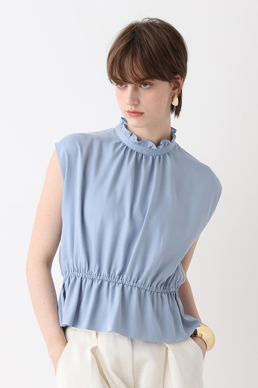 【アルアバイル/allureville】のペプラムヘムフレンチブラウス インテリア・キッズ・メンズ・レディースファッション・服の通販 founy(ファニー) 　ファッション　Fashion　レディースファッション　Fashion for Women　トップス・カットソー　Cut & Sew Tops　シャツ・ブラウス・オフィスカジュアル　Elegant Blouses & Button-Ups　キュプラ　Cupro, Eco Fabric　ショート　Short, Short Length　スリーブ　Sleeve, Long Sleeve / Short Sleeve　ペプラム　Peplum, Flared Hem　ヴィンテージ　Vintage Style　エレガント 上品　Elegant　新作・新入荷　New Arrivals / New In　サックス|ID: prp329100004874068 ipo3291000000036354914