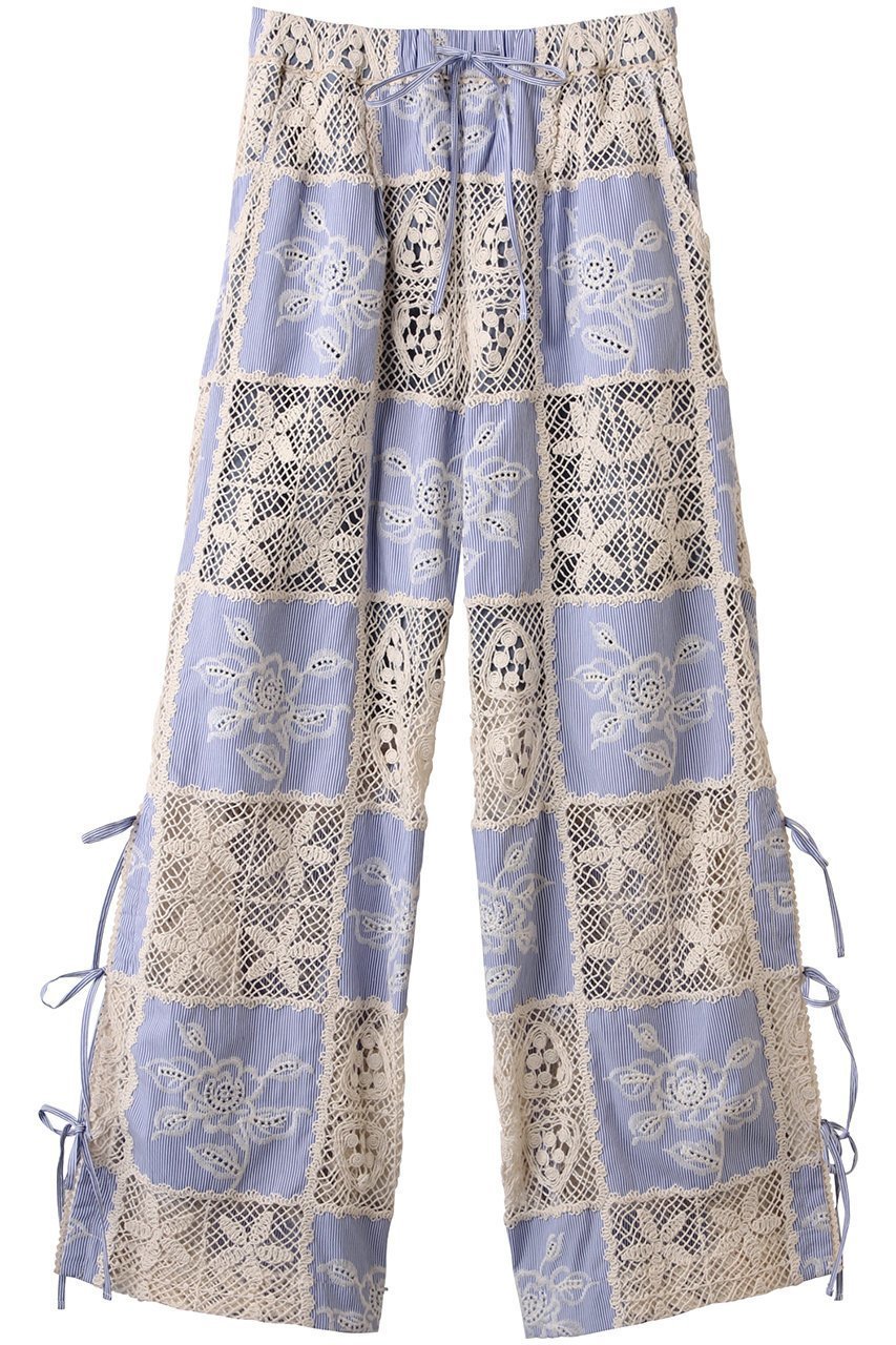 【メゾンスペシャル/MAISON SPECIAL】のEmbroidery Easy Pants/エンブロイダリーイージーパンツ インテリア・キッズ・メンズ・レディースファッション・服の通販 founy(ファウニー) 　ファッション　Fashion　レディースファッション　Fashion for Women　パンツ　Pants & Trousers　かぎ針　Crochet　セットアップ　Set-Up, Coordinated Outfit　ドッキング　Docking, Mixed Material　ブロック　Block, Solid Block Pattern　ベスト　Vest, Waistcoat　モチーフ　Motif, Design Theme　リボン　Ribbon, Bow　ワイド　Wide, Wide Fit　おすすめ　Recommended / Our Picks　BLU(ブルー)|ID: prp329100004874211 ipo3291000000036356011