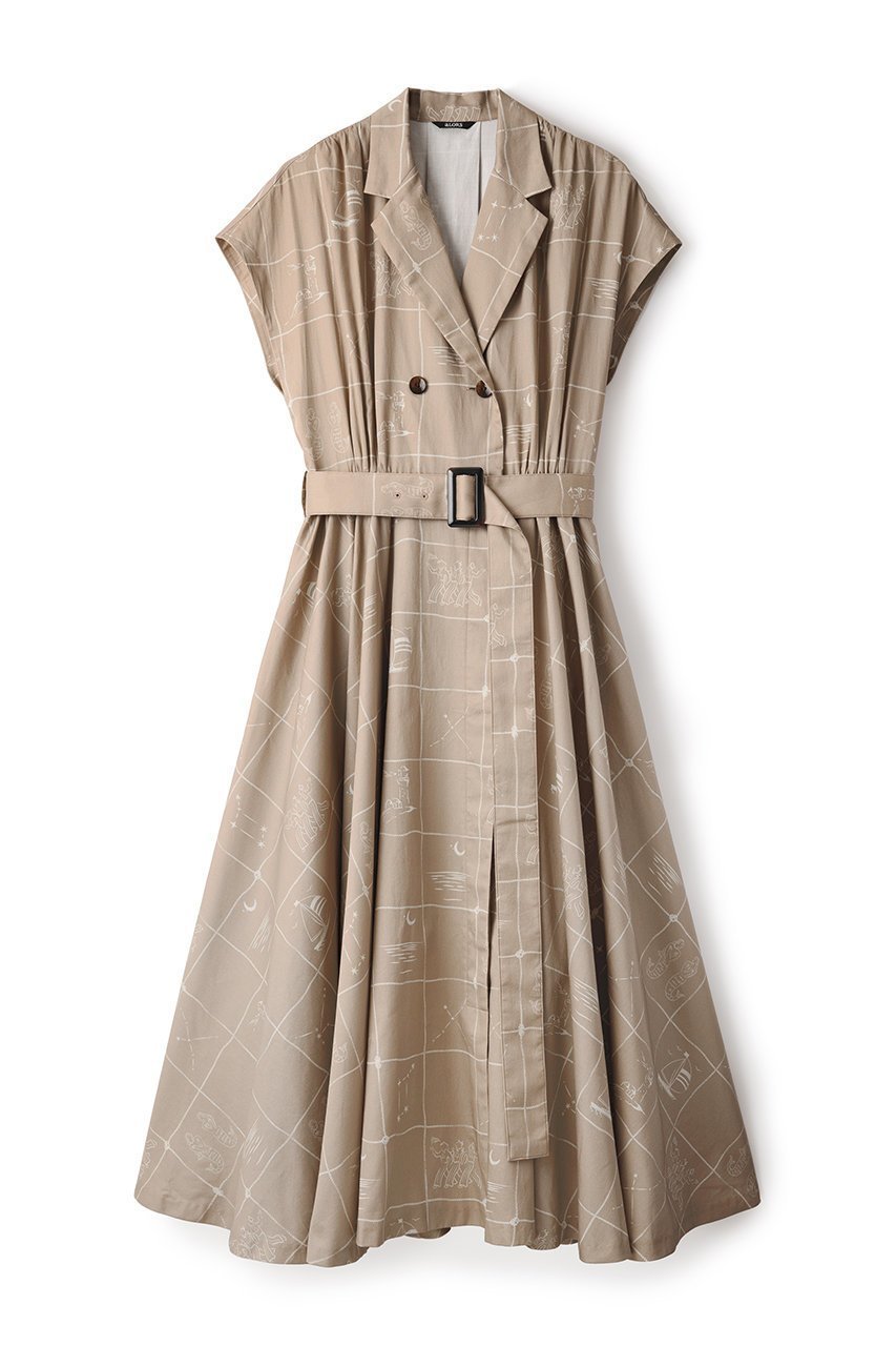 【アロー/aLORS】のRobe marine ”Astrifera” ワンピース 人気、トレンドファッション・服の通販 founy(ファニー) 　ファッション　Fashion　レディースファッション　Fashion for Women　ワンピース　Dresses　チュニック　Tunic Tops & Dresses　ギャザー　Gathered, Ruffled　サテン　Satin, Glossy Fabric　ダブル　Double, Double-Breasted　チュニック　Tunic, Long Top　ドレープ　Drape, Draping Fabric　プリント　Print, Printed Pattern　ロング　Long, Long-Length　夏　Summer　other-6|ID: prp329100004874282 ipo3291000000036356576