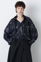 【ヒューエルミュージアム/hueLe Museum】の【hLM】シアージャガードブラウス 人気、トレンドファッション・服の通販 founy(ファニー) ファッション Fashion レディースファッション Fashion for Women トップス・カットソー Cut & Sew Tops シャツ・ブラウス・オフィスカジュアル Elegant Blouses & Button-Ups ギャザー Gathered, Ruffled シアー Sheer, See-Through シルク Silk, 100% Silk シンプル Simple, Minimal ジャカード／ジャガード Jacquard, Woven Pattern スリーブ Sleeve, Long Sleeve / Short Sleeve フェミニン Feminine, Girly プリント Print, Printed Pattern ロング Long, Long-Length ヴィンテージ Vintage Style エレガント 上品 Elegant |ID:prp329100004874318