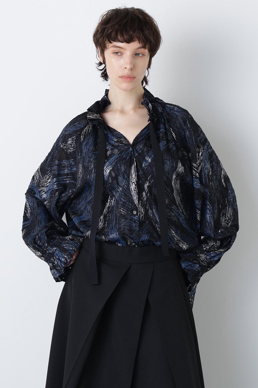 【ヒューエルミュージアム/hueLe Museum】の【hLM】シアージャガードブラウス 人気、トレンドファッション・服の通販 founy(ファニー) ファッション Fashion レディースファッション Fashion for Women トップス・カットソー Cut & Sew Tops シャツ・ブラウス・オフィスカジュアル Elegant Blouses & Button-Ups ギャザー Gathered, Ruffled シアー Sheer, See-Through シルク Silk, 100% Silk シンプル Simple, Minimal ジャカード/ジャガード Jacquard, Woven Pattern スリーブ Sleeve, Long Sleeve / Short Sleeve フェミニン Feminine, Girly プリント Print, Printed Pattern ロング Long, Long-Length ヴィンテージ Vintage Style エレガント 上品 Elegant other-1|ID: prp329100004874318 ipo3291000000036356869