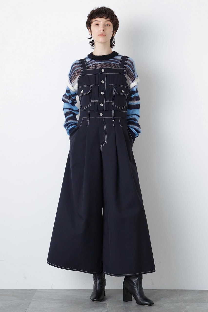 【ヒューエルミュージアム/hueLe Museum】の【STUMBLY】Super Wide Combinaison インテリア・キッズ・メンズ・レディースファッション・服の通販 founy(ファニー) 　ファッション　Fashion　レディースファッション　Fashion for Women　パンツ　Pants & Trousers　インナー　Innerwear　カットソー　Cut and Sewn Top　コンパクト　Compact, Small Size　コンビネゾン　Jumpsuit, All-in-One　ジャケット　Jacket, Outerwear　ヴィンテージ　Vintage Style　ネイビー|ID: prp329100004874324 ipo3291000000036356920