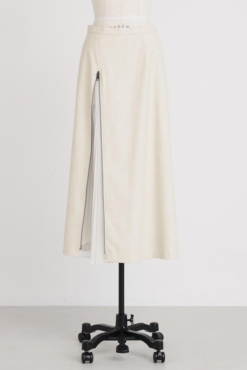 【ヒューエルミュージアム/hueLe Museum】の【STUMBLY】Tulle Combi Leather Like SK 人気、トレンドファッション・服の通販 founy(ファニー) 　ファッション　Fashion　レディースファッション　Fashion for Women　スカート　Skirts　ロングスカート　Long Skirts / Maxi & Midi Skirts　アンティーク　Antique-Inspired　チュール　Tulip, Tulip Motif　フェイクレザー　Faux Leather, PU Leather　プリーツ　Pleats, Pleated　ロング　Long, Long-Length　other-2|ID: prp329100004874325 ipo3291000000036356931